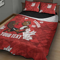 Canada Rugby Custom Quilt Bed Set Beaver Mascot Go Canadian