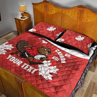 Canada Rugby Custom Quilt Bed Set Beaver Mascot Go Canadian