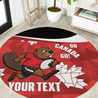 Canada Rugby Custom Round Carpet Beaver Mascot Go Canadian