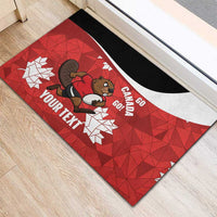 Canada Rugby Custom Rubber Doormat Beaver Mascot Go Canadian
