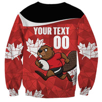 Canada Rugby Custom Sweatshirt Beaver Mascot Go Canadian