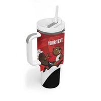 Canada Rugby Custom Tumbler With Handle Beaver Mascot Go Canadian