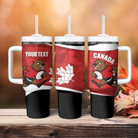 Canada Rugby Custom Tumbler With Handle Beaver Mascot Go Canadian