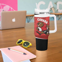 Canada Rugby Custom Tumbler With Handle Beaver Mascot Go Canadian