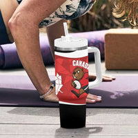 Canada Rugby Custom Tumbler With Handle Beaver Mascot Go Canadian