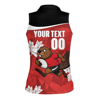 Canada Rugby Custom Women Sleeveless Polo Shirt Beaver Mascot Go Canadian