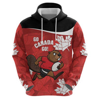 Canada Rugby Custom Zip Hoodie Beaver Mascot Go Canadian