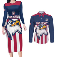 USA 2025 Rugby Custom Couples Matching Long Sleeve Bodycon Dress and Long Sleeve Button Shirt Come On Eagle