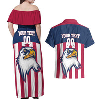 USA 2025 Rugby Custom Couples Matching Off Shoulder Maxi Dress and Hawaiian Shirt Come On Eagle