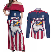USA 2025 Rugby Custom Couples Matching Off Shoulder Maxi Dress and Long Sleeve Button Shirt Come On Eagle
