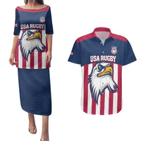 USA 2025 Rugby Custom Couples Matching Puletasi and Hawaiian Shirt Come On Eagle