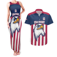 USA 2025 Rugby Custom Couples Matching Tank Maxi Dress and Hawaiian Shirt Come On Eagle