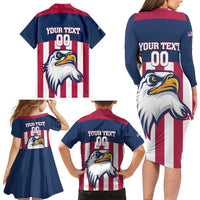 USA 2025 Rugby Custom Family Matching Long Sleeve Bodycon Dress and Hawaiian Shirt Come On Eagle