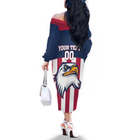 USA 2025 Rugby Custom Family Matching Off The Shoulder Long Sleeve Dress and Hawaiian Shirt Come On Eagle