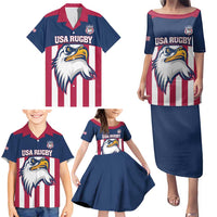 USA 2025 Rugby Custom Family Matching Puletasi and Hawaiian Shirt Come On Eagle