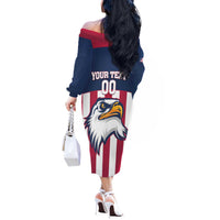 USA 2025 Rugby Custom Off The Shoulder Long Sleeve Dress Come On Eagle