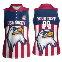 USA 2025 Rugby Custom Women Sleeveless Polo Shirt Come On Eagle
