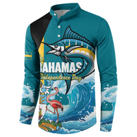 The Bahamas Independence Day Button Sweatshirt Bahamian Blue Marlin National Color