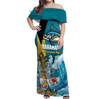 The Bahamas Independence Day Off Shoulder Maxi Dress Bahamian Blue Marlin National Color