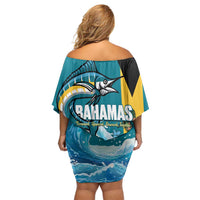 The Bahamas Independence Day Off Shoulder Short Dress Bahamian Blue Marlin National Color