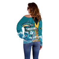 The Bahamas Independence Day Off Shoulder Sweater Bahamian Blue Marlin National Color