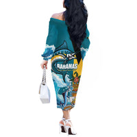 The Bahamas Independence Day Off The Shoulder Long Sleeve Dress Bahamian Blue Marlin National Color