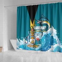 The Bahamas Independence Day Shower Curtain Bahamian Blue Marlin National Color