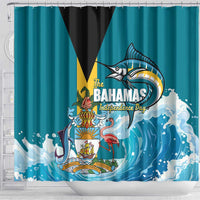 The Bahamas Independence Day Shower Curtain Bahamian Blue Marlin National Color