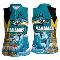 The Bahamas Independence Day Women Sleeveless Polo Shirt Bahamian Blue Marlin National Color