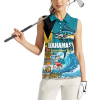The Bahamas Independence Day Women Sleeveless Polo Shirt Bahamian Blue Marlin National Color