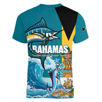 The Bahamas Independence Day Women V-Neck T-Shirt Bahamian Blue Marlin National Color