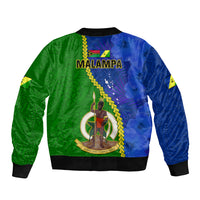 Vanuatu Malampa Province Sleeve Zip Bomber Jacket Turtle Sand Drawing Unique Tapa Pattern - Wonder Print Shop
