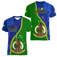 Vanuatu Malampa Province Women V Neck T Shirt Turtle Sand Drawing Unique Tapa Pattern - Wonder Print Shop