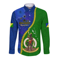 Personalised Vanuatu Malampa Province Long Sleeve Button Shirt Turtle Sand Drawing Unique Tapa Pattern - Wonder Print Shop