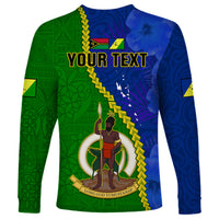 Personalised Vanuatu Malampa Province Long Sleeve Shirt Turtle Sand Drawing Unique Tapa Pattern - Wonder Print Shop