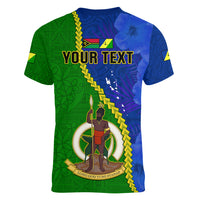 Personalised Vanuatu Malampa Province Women V Neck T Shirt Turtle Sand Drawing Unique Tapa Pattern - Wonder Print Shop