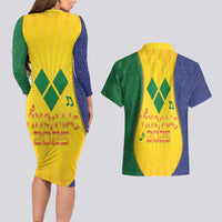 SVG Vincy Mas Couples Matching Long Sleeve Bodycon Dress and Hawaiian Shirt Saint Vincent and the Grenadines National Carnival - Wonder Print Shop