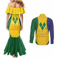 SVG Vincy Mas Couples Matching Mermaid Dress and Long Sleeve Button Shirt Saint Vincent and the Grenadines National Carnival - Wonder Print Shop