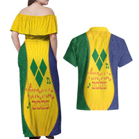 SVG Vincy Mas Couples Matching Off Shoulder Maxi Dress and Hawaiian Shirt Saint Vincent and the Grenadines National Carnival - Wonder Print Shop