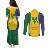 SVG Vincy Mas Couples Matching Puletasi and Long Sleeve Button Shirt Saint Vincent and the Grenadines National Carnival - Wonder Print Shop