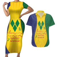 SVG Vincy Mas Couples Matching Short Sleeve Bodycon Dress and Hawaiian Shirt Saint Vincent and the Grenadines National Carnival - Wonder Print Shop