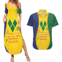 SVG Vincy Mas Couples Matching Summer Maxi Dress and Hawaiian Shirt Saint Vincent and the Grenadines National Carnival - Wonder Print Shop