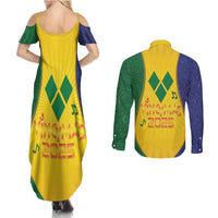 SVG Vincy Mas Couples Matching Summer Maxi Dress and Long Sleeve Button Shirt Saint Vincent and the Grenadines National Carnival - Wonder Print Shop