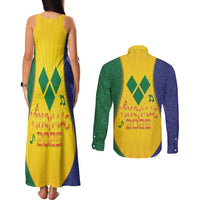 SVG Vincy Mas Couples Matching Tank Maxi Dress and Long Sleeve Button Shirt Saint Vincent and the Grenadines National Carnival - Wonder Print Shop