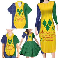 SVG Vincy Mas Family Matching Long Sleeve Bodycon Dress and Hawaiian Shirt Saint Vincent and the Grenadines National Carnival - Wonder Print Shop