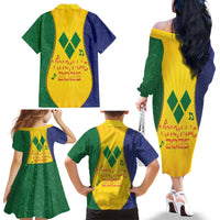 SVG Vincy Mas Family Matching Off The Shoulder Long Sleeve Dress and Hawaiian Shirt Saint Vincent and the Grenadines National Carnival - Wonder Print Shop