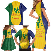 SVG Vincy Mas Family Matching Short Sleeve Bodycon Dress and Hawaiian Shirt Saint Vincent and the Grenadines National Carnival - Wonder Print Shop
