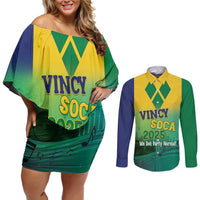 Vincy Mas 2025 Couples Matching Off Shoulder Short Dress and Long Sleeve Button Shirt Vincy Soca We Doh Party Normal - Wonder Print Shop