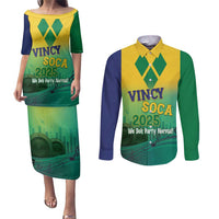 Vincy Mas 2025 Couples Matching Puletasi and Long Sleeve Button Shirt Vincy Soca We Doh Party Normal - Wonder Print Shop