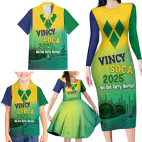 Vincy Mas 2025 Family Matching Long Sleeve Bodycon Dress and Hawaiian Shirt Vincy Soca We Doh Party Normal - Wonder Print Shop